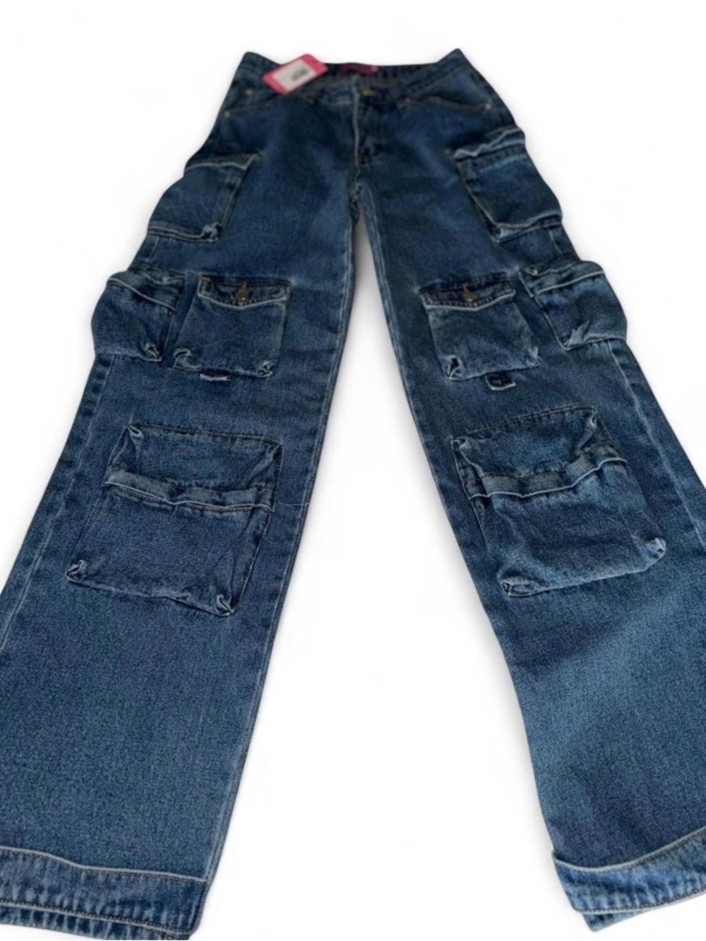 Edikted Dark Blue Wide-Leg Cargo Jeans - Picture 4 of 5